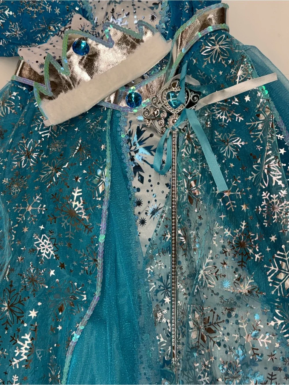 NEW Princess Factory Elsa Snow Princess with Wand Girls Costume Dress Size 3+